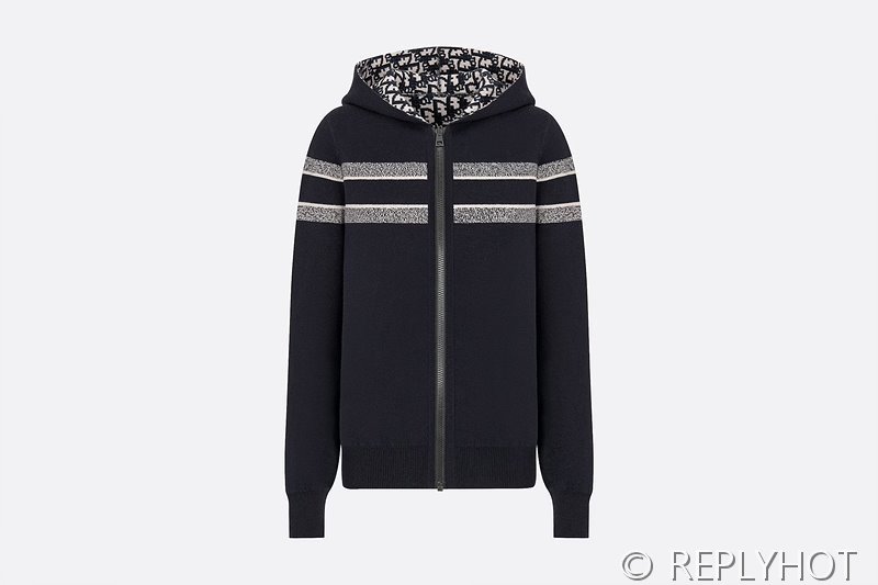 디올 리버서블 후드 양면 지퍼 가디건