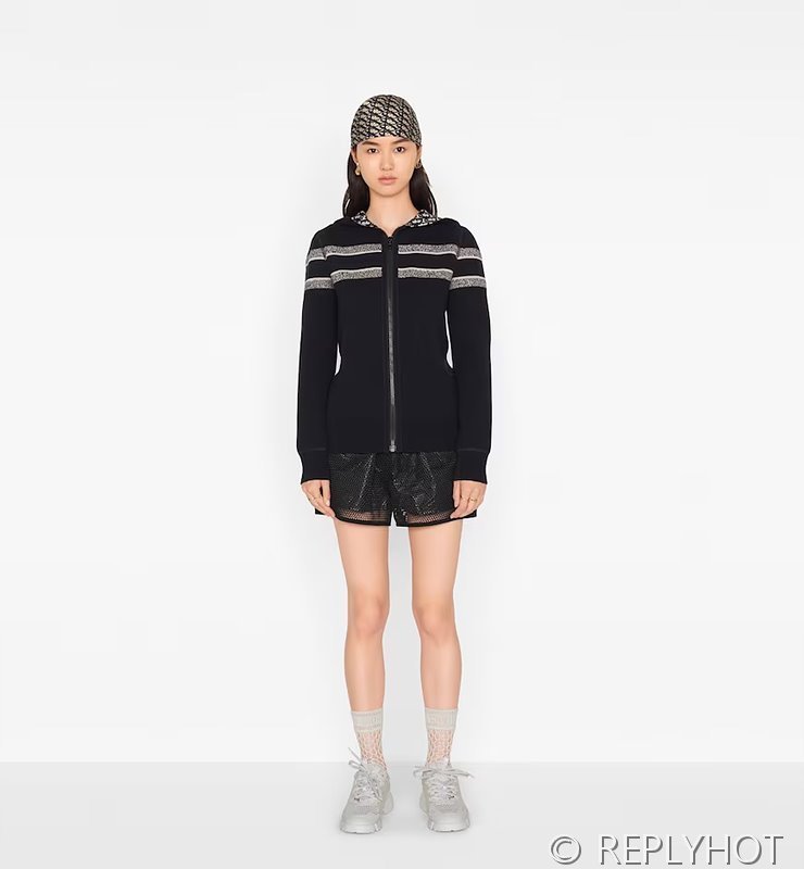 디올 리버서블 후드 양면 지퍼 가디건