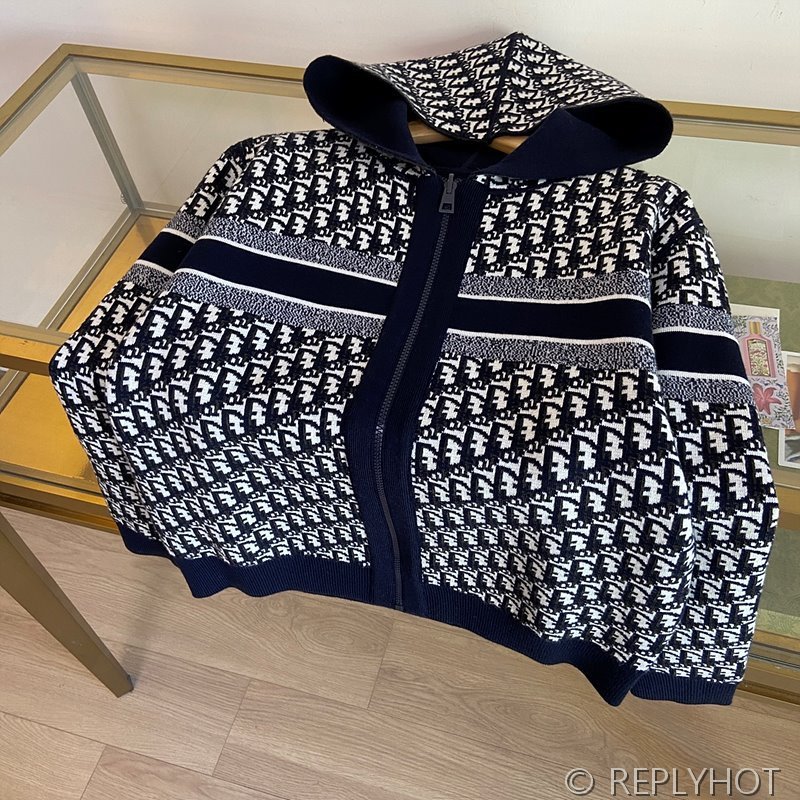 디올 리버서블 후드 양면 지퍼 가디건