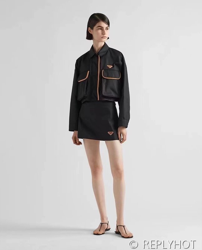 프라다 쇼스타일 가죽트리밍 워크웨어 나일론 숏자켓
