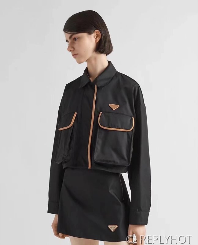 프라다 쇼스타일 가죽트리밍 워크웨어 나일론 숏자켓