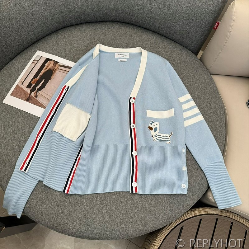 톰브라운 브이넥 니트 가디건