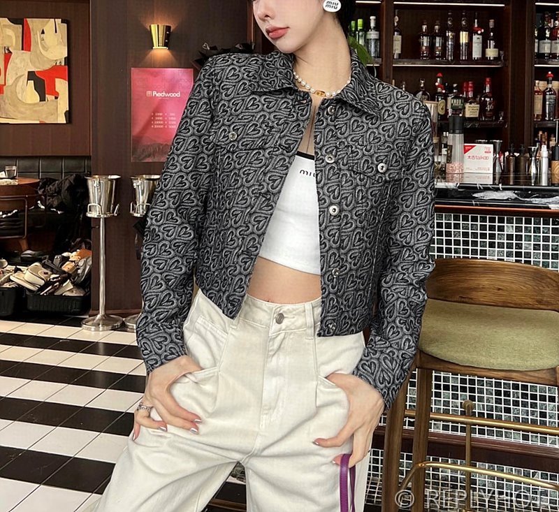 미우미우 자카드 데님 코튼 자켓 2color