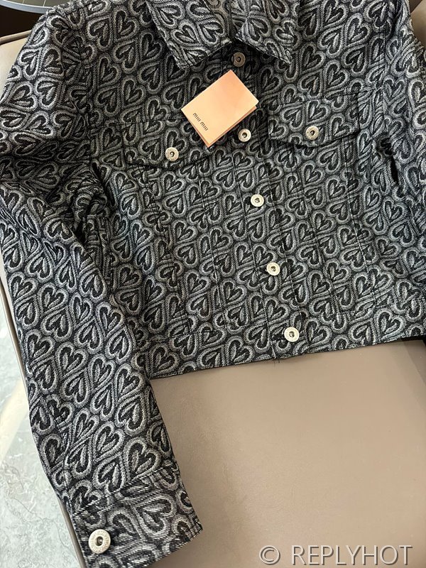 미우미우 자카드 데님 코튼 자켓 2color