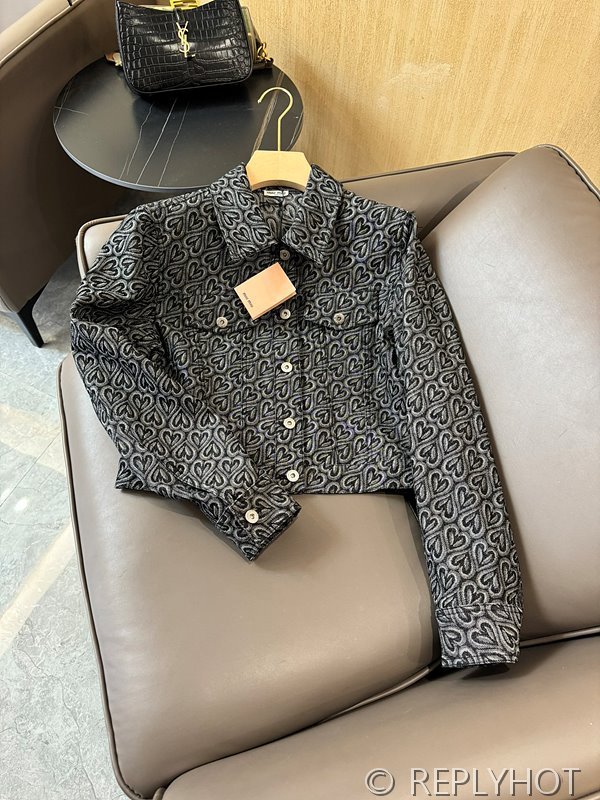 미우미우 자카드 데님 코튼 자켓 2color