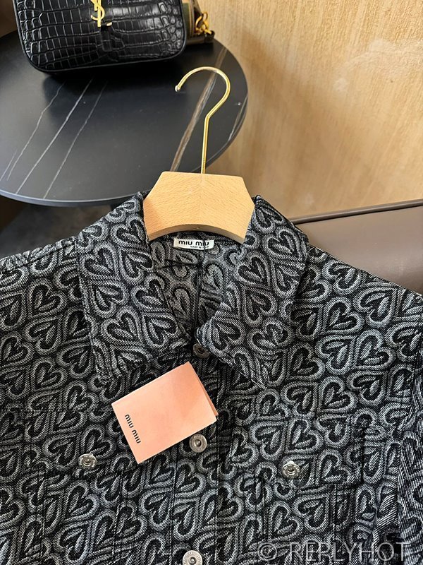 미우미우 자카드 데님 코튼 자켓 2color