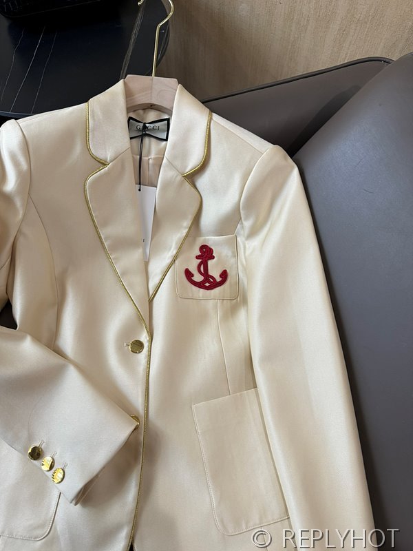 구찌 Gucci Sea Anchor 자수 프레피 블레이저 2color
