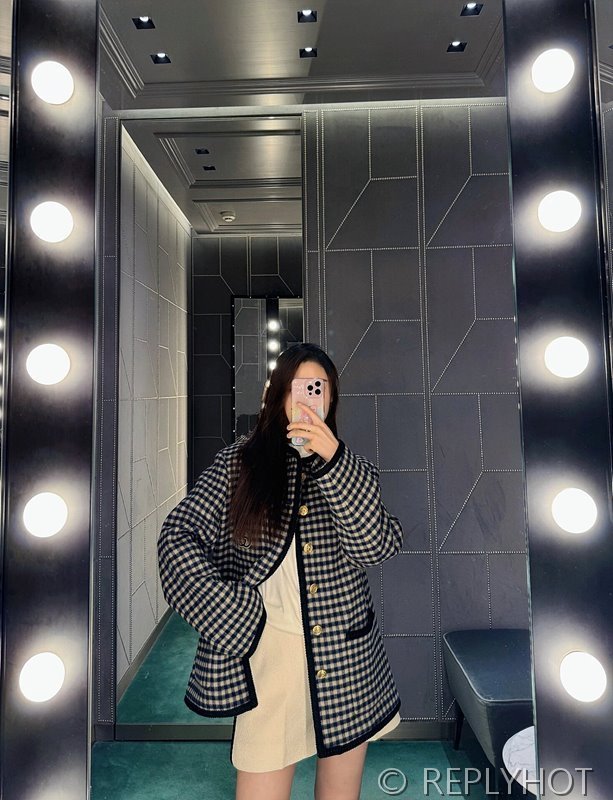 구찌 GG뱃지 체크 울 자켓