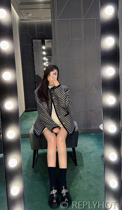 구찌 GG뱃지 체크 울 자켓