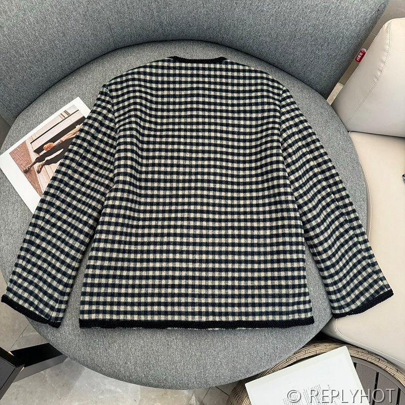 구찌 GG뱃지 체크 울 자켓