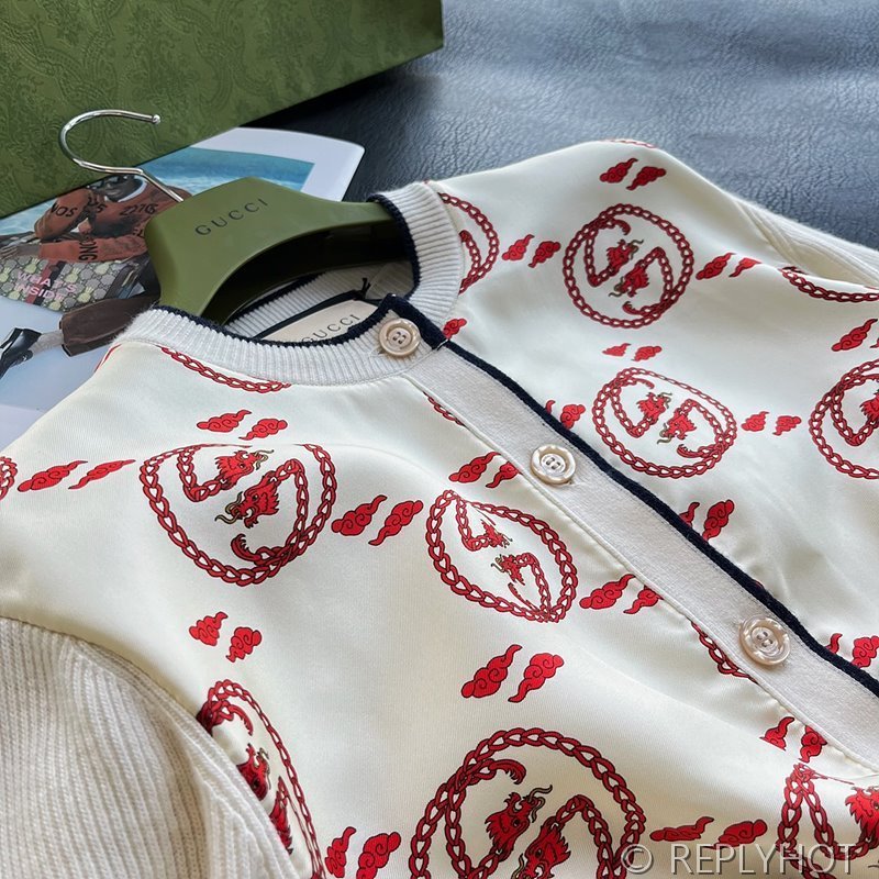 구찌 GG 실크 패치워크 울 니트 가디건