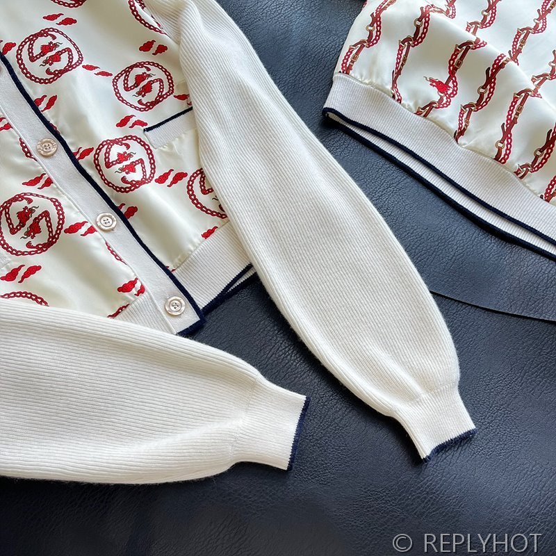 구찌 GG 실크 패치워크 울 니트 가디건