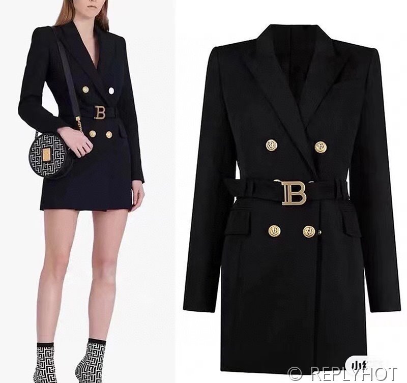 발망 골드 더블 브레스트 긴팔 코트 자켓