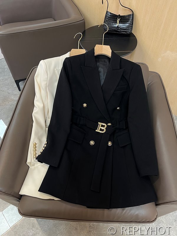 발망 골드 더블 브레스트 긴팔 코트 자켓