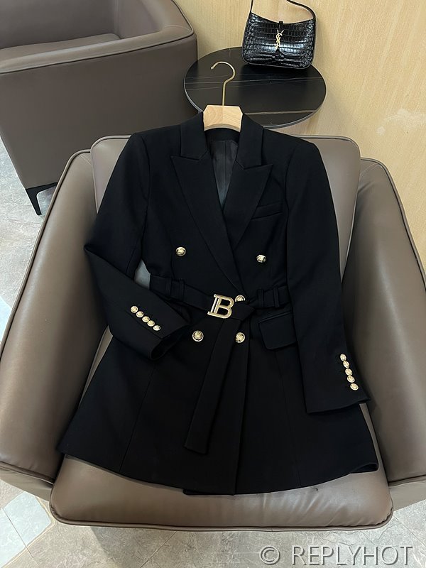 발망 골드 더블 브레스트 긴팔 코트 자켓