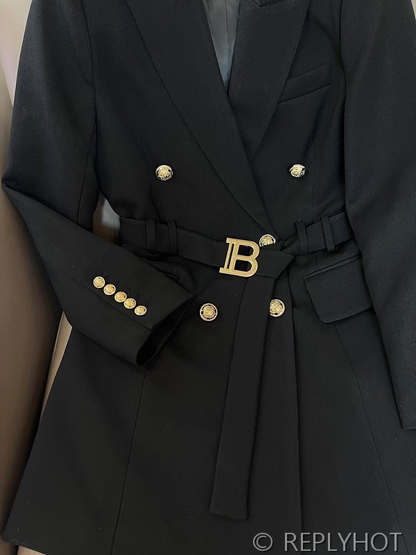 발망 골드 더블 브레스트 긴팔 코트 자켓