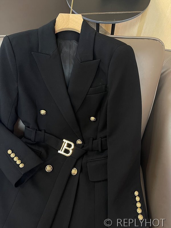 발망 골드 더블 브레스트 긴팔 코트 자켓