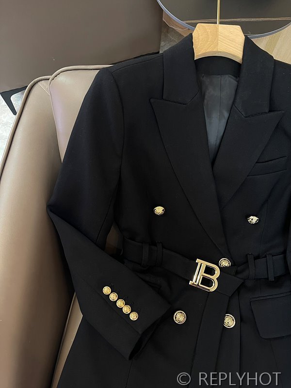 발망 골드 더블 브레스트 긴팔 코트 자켓