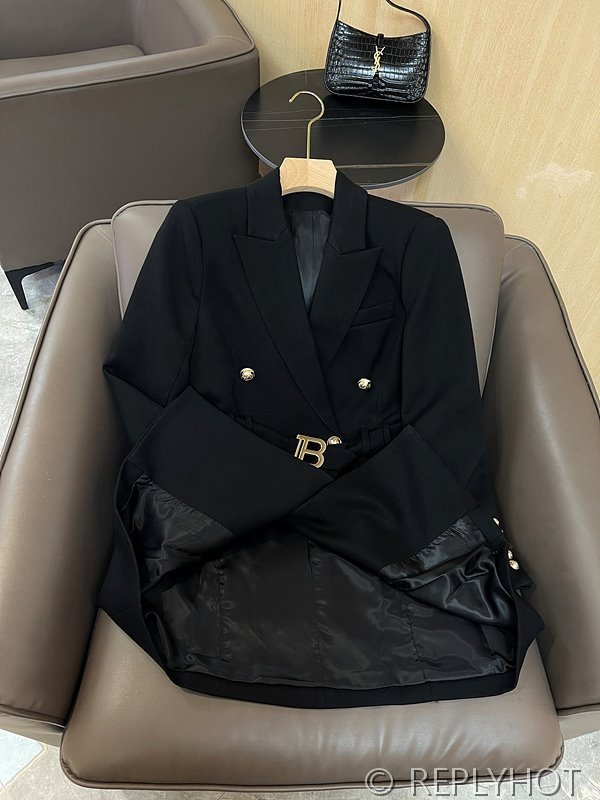 발망 골드 더블 브레스트 긴팔 코트 자켓