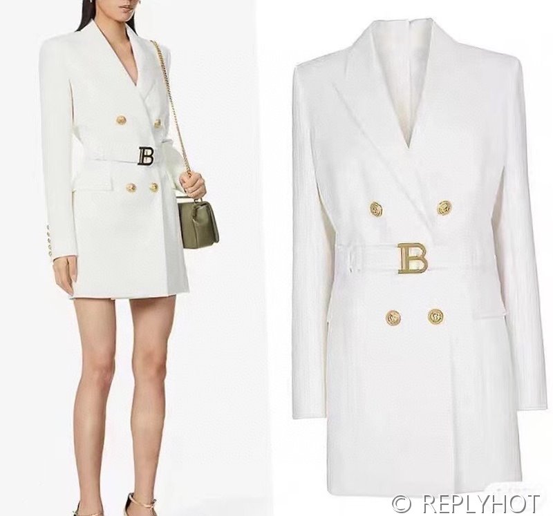 발망 골드 더블 브레스트 긴팔 코트 자켓