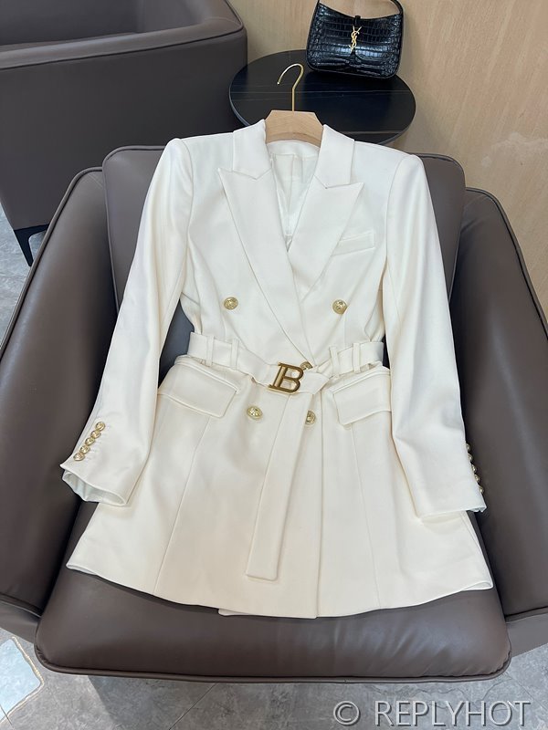 발망 골드 더블 브레스트 긴팔 코트 자켓