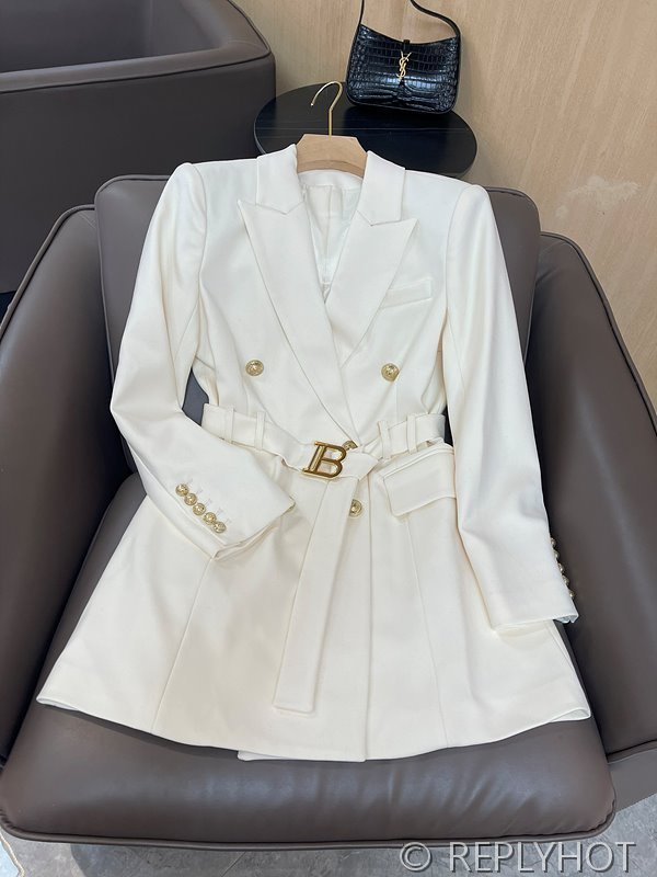 발망 골드 더블 브레스트 긴팔 코트 자켓