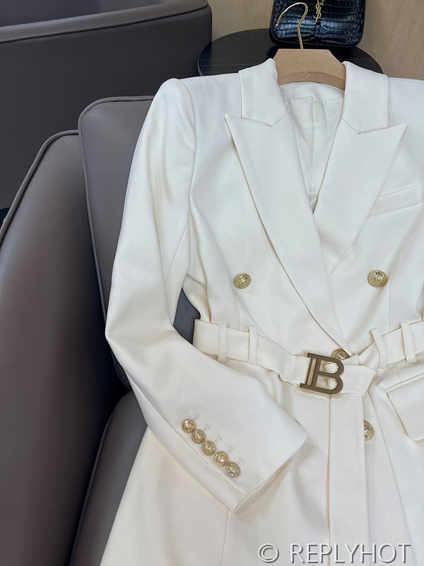 발망 골드 더블 브레스트 긴팔 코트 자켓