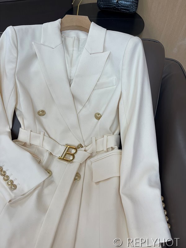 발망 골드 더블 브레스트 긴팔 코트 자켓