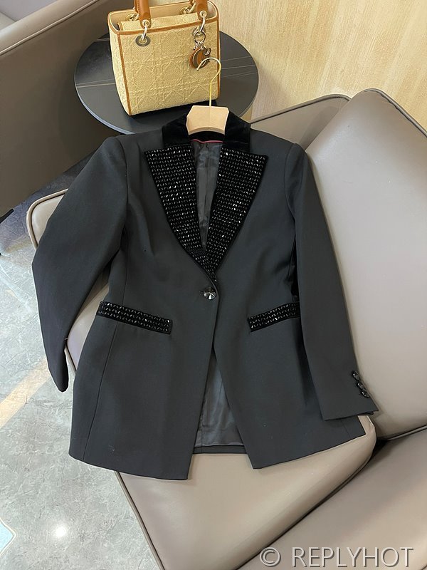 알마니 헤비 비즈 칼라 블레이저 자켓