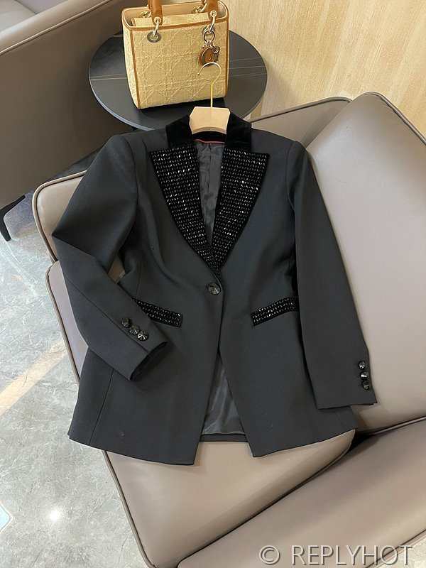 알마니 헤비 비즈 칼라 블레이저 자켓