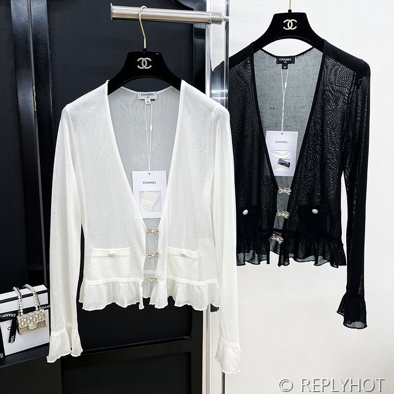 샤넬 다이아버튼 러플 가디건 자켓