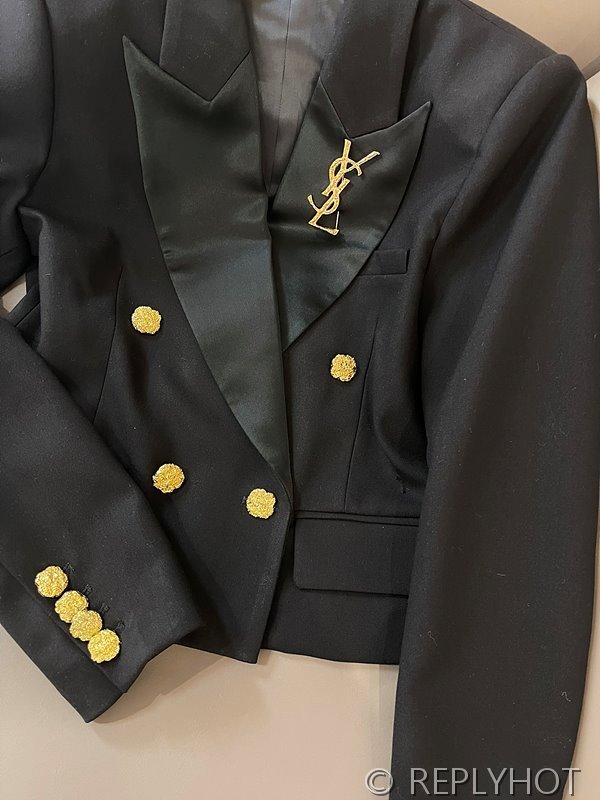 생로랑 더블 브레스티드 숏 코트 자켓