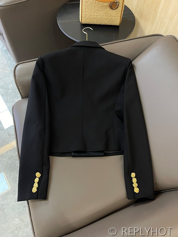 생로랑 더블 브레스티드 숏 코트 자켓