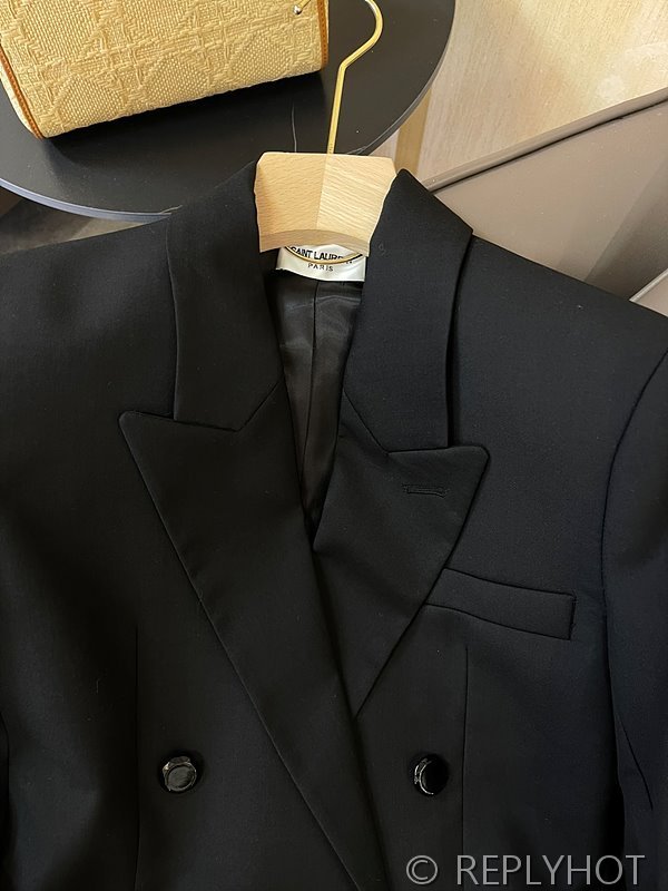 생로랑 더블 브레스트 울 블레이저