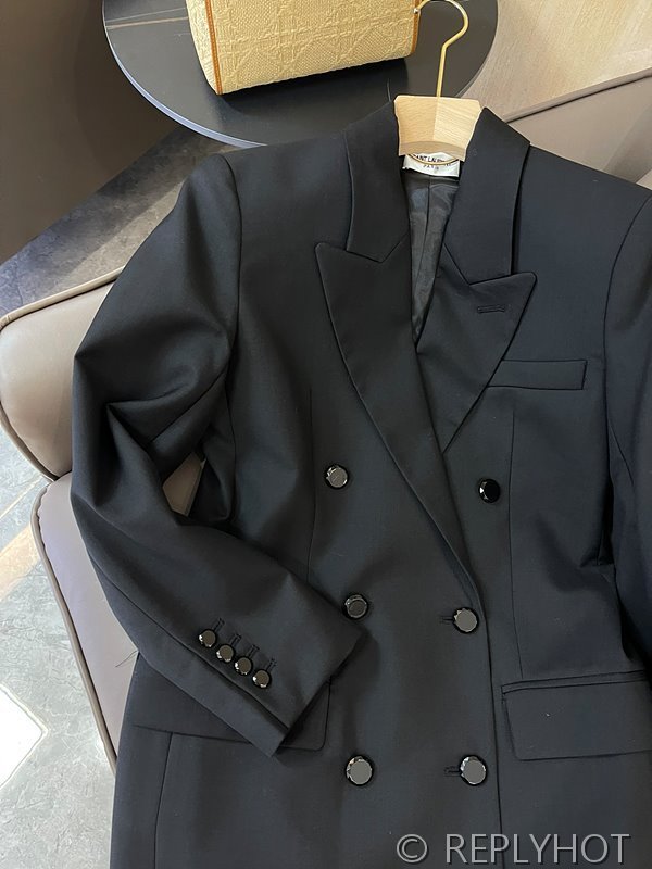 생로랑 더블 브레스트 울 블레이저