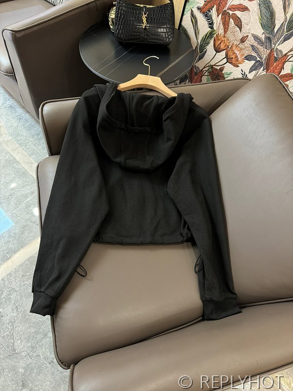 Miu miu 자수 로고 드로스트링 후드 집업 2color