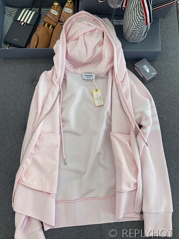 톰브라운 스트레이트 캐주얼 후드집업 핑크