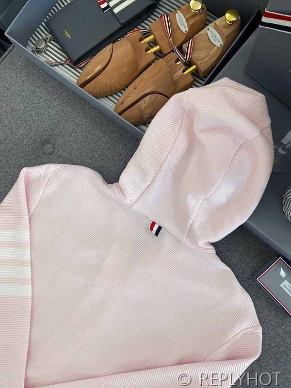 톰브라운 스트레이트 캐주얼 후드집업 핑크