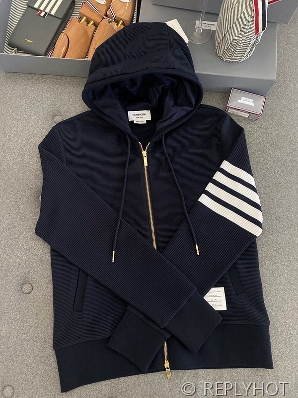 톰브라운 스트레이트 캐주얼 후드집업 네이비
