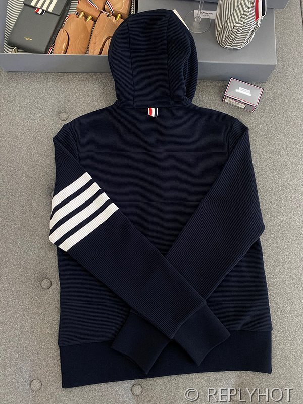 톰브라운 스트레이트 캐주얼 후드집업 네이비