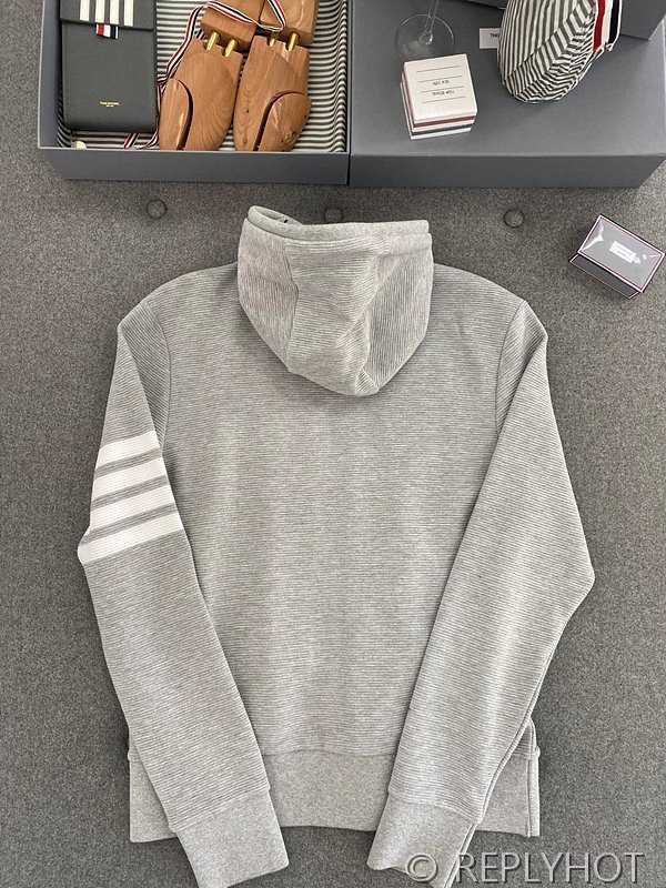 톰브라운 스트레이트 캐주얼 후드집업 그레이