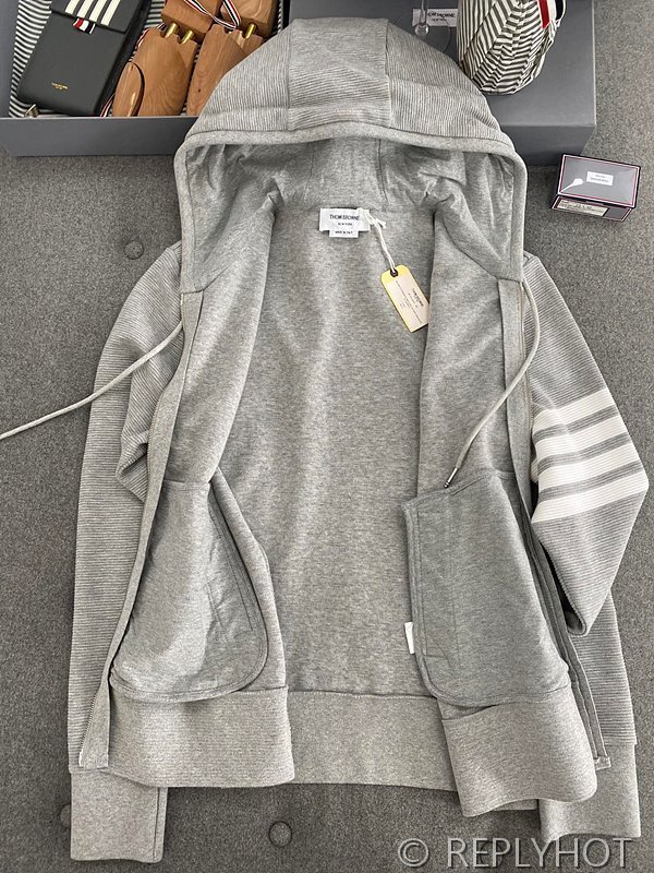 톰브라운 스트레이트 캐주얼 후드집업 그레이