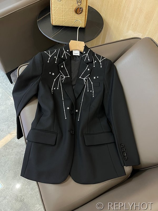 버버리 울 패브릭 블레이저