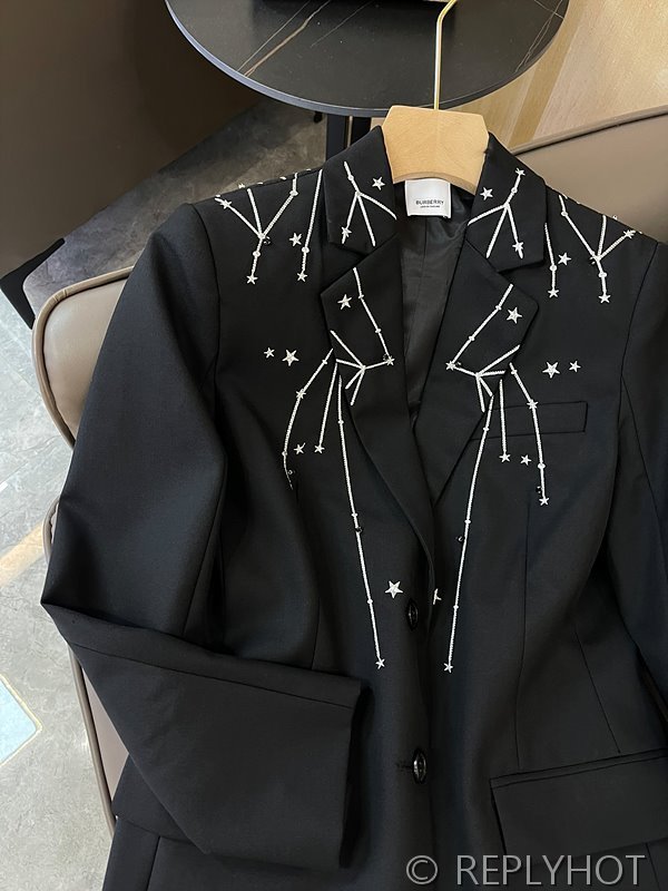 버버리 울 패브릭 블레이저