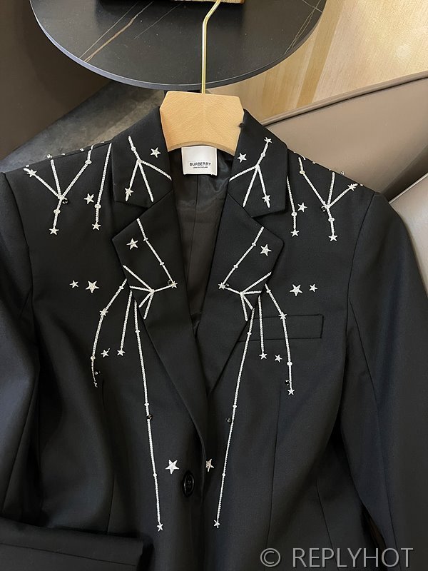 버버리 울 패브릭 블레이저