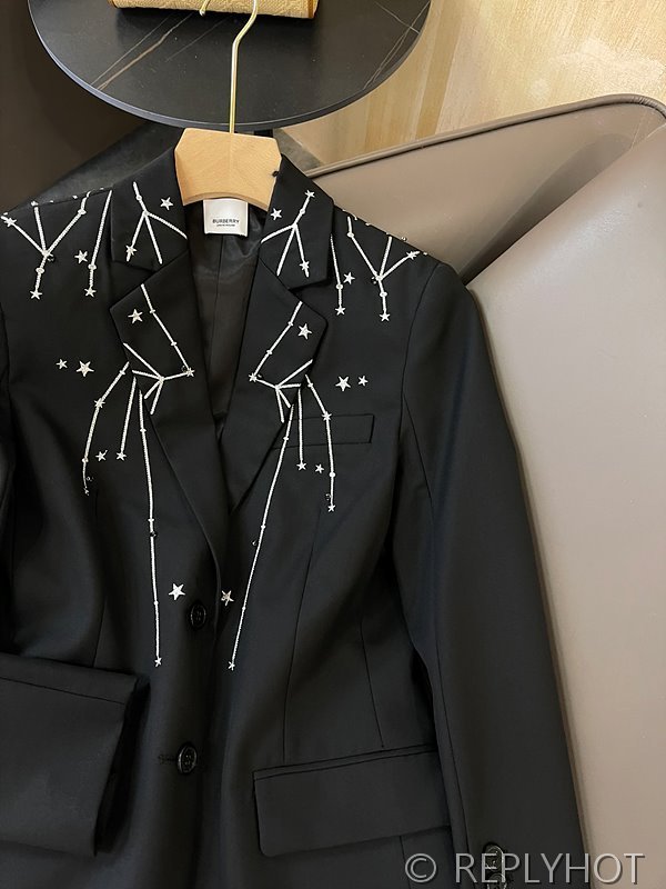 버버리 울 패브릭 블레이저