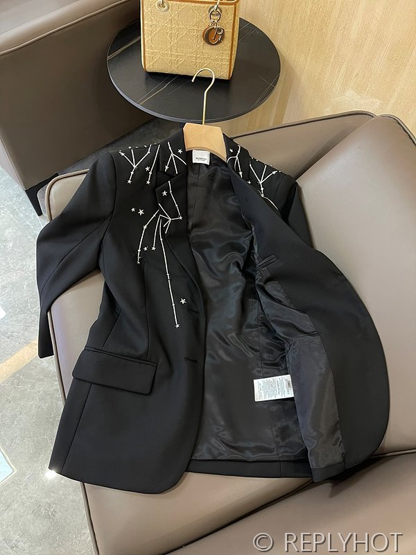 버버리 울 패브릭 블레이저