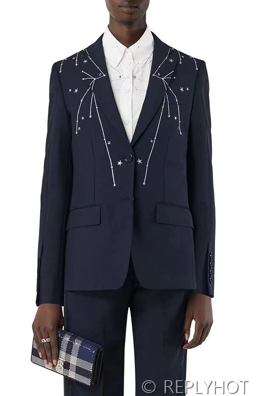 버버리 울 패브릭 블레이저