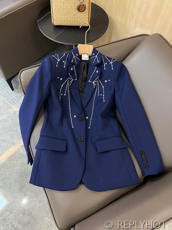 버버리 울 패브릭 블레이저