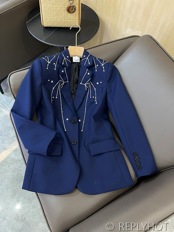 버버리 울 패브릭 블레이저